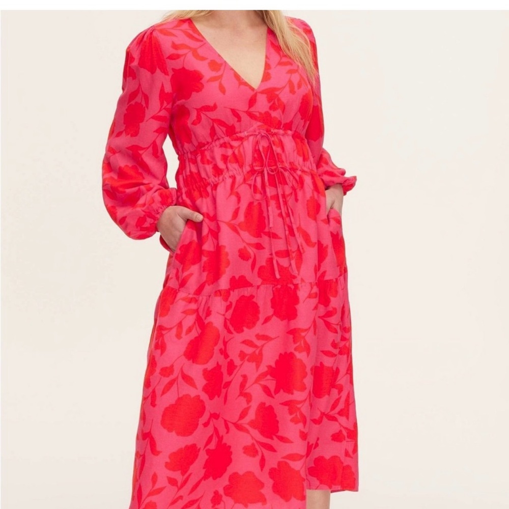 Kate Spade x Target Vibrant Red and pink Floral Dress size S
